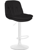 Tabouret de bar réglable tissu noir pied blanc Soline