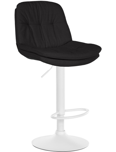 Tabouret de bar réglable tissu noir pied blanc Soline