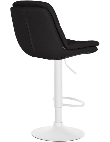 Tabouret de bar réglable tissu noir pied blanc Soline