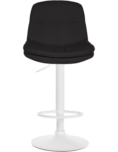 Tabouret de bar réglable tissu noir pied blanc Soline
