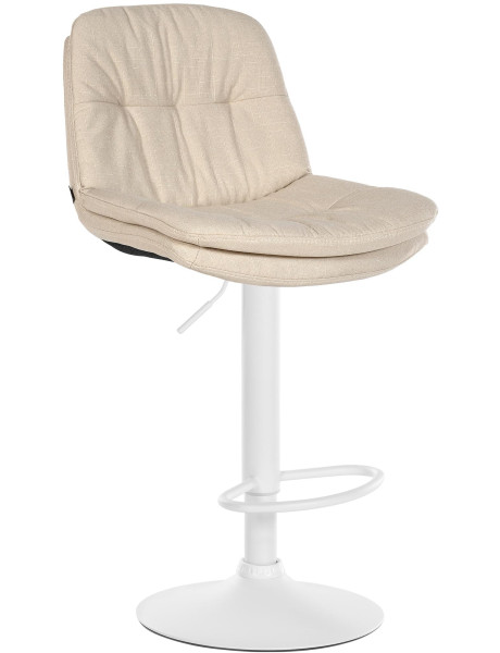 Tabouret de bar réglable tissu crème pied blanc Soline