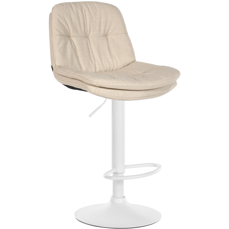 Tabouret de bar réglable tissu crème...
