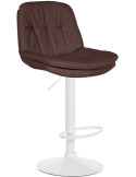 Tabouret de bar réglable tissu marron pied blanc Soline