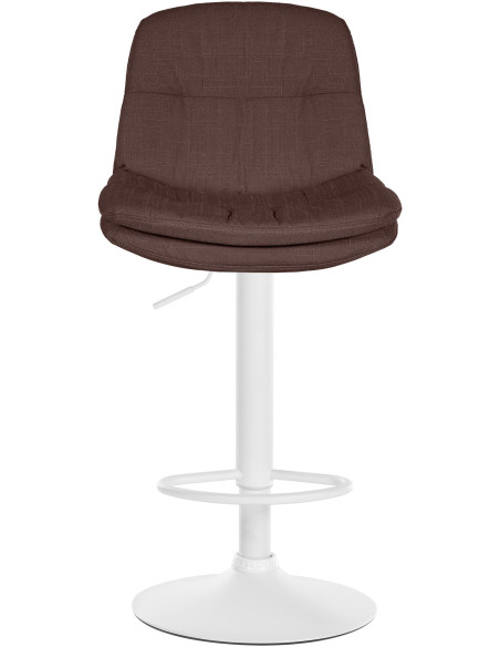 Tabouret de bar réglable tissu marron pied blanc Soline