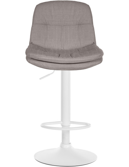 Tabouret de bar réglable tissu gris pied blanc Soline
