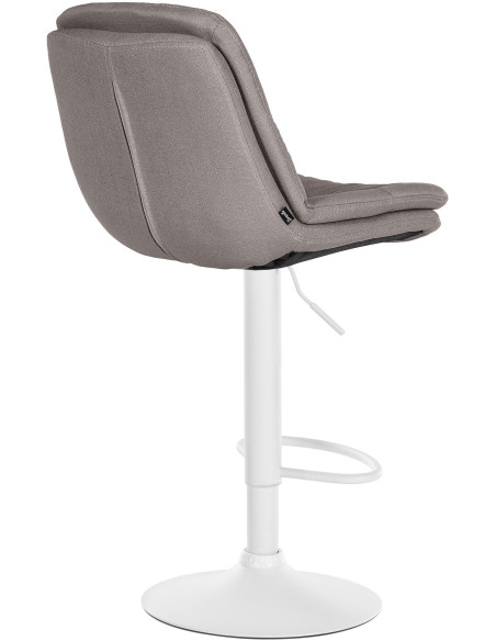 Tabouret de bar réglable tissu gris pied blanc Soline