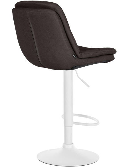 Tabouret de bar réglable tissu gris foncé pied blanc Soline
