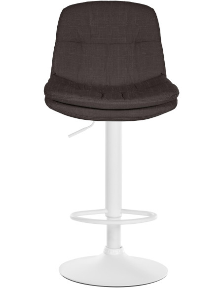 Tabouret de bar réglable tissu gris foncé pied blanc Soline