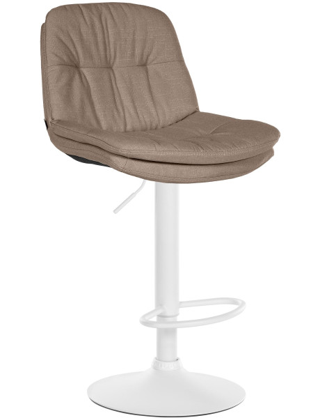 Tabouret de bar réglable tissu taupe pied blanc Soline