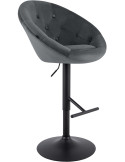 Tabouret de bar réglable velours gris foncé pied noir Marceau