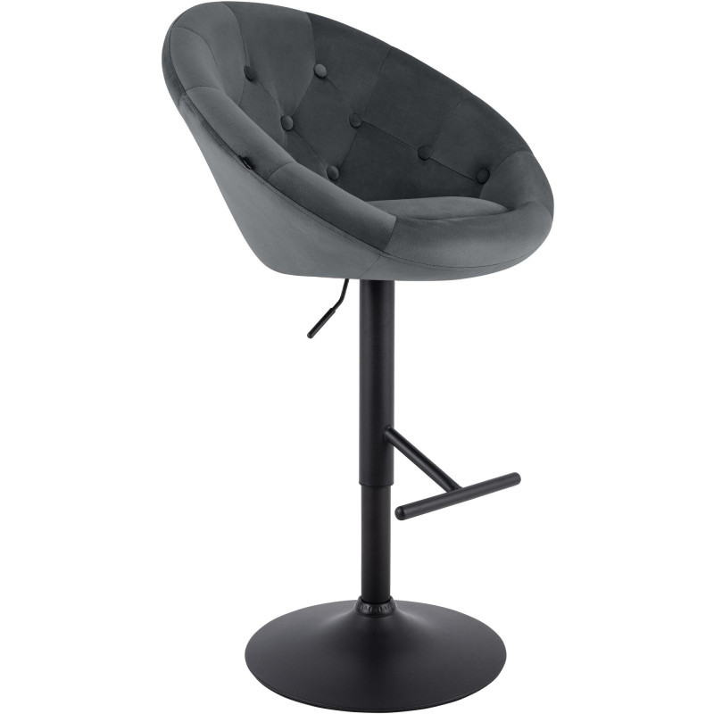 Tabouret de bar réglable velours gris...