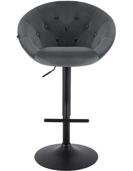 Tabouret de bar réglable velours gris foncé pied noir Marceau