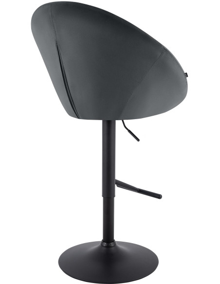 Tabouret de bar réglable velours gris foncé pied noir Marceau