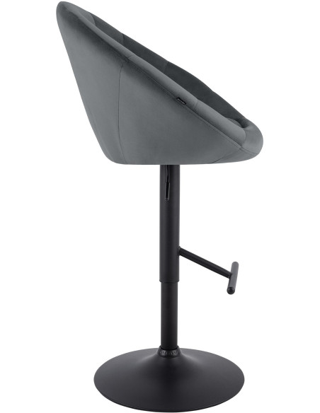 Tabouret de bar réglable velours gris foncé pied noir Marceau