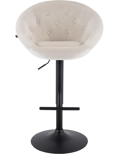 Tabouret de bar réglable velours crème pied noir Marceau