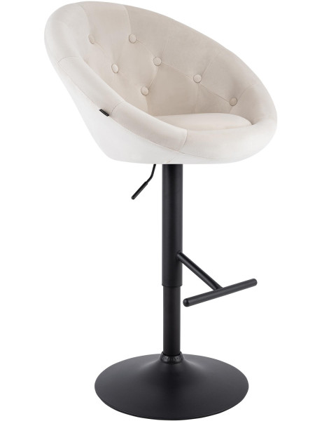 Tabouret de bar réglable velours crème pied noir Marceau