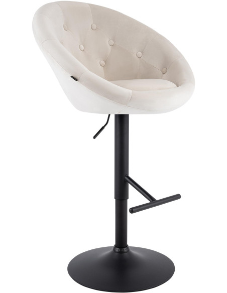Tabouret de bar réglable velours crème pied noir Marceau