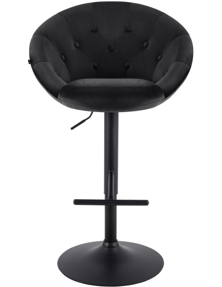 Tabouret de bar réglable velours noir pied noir Marceau