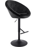 Tabouret de bar réglable velours noir pied noir Marceau