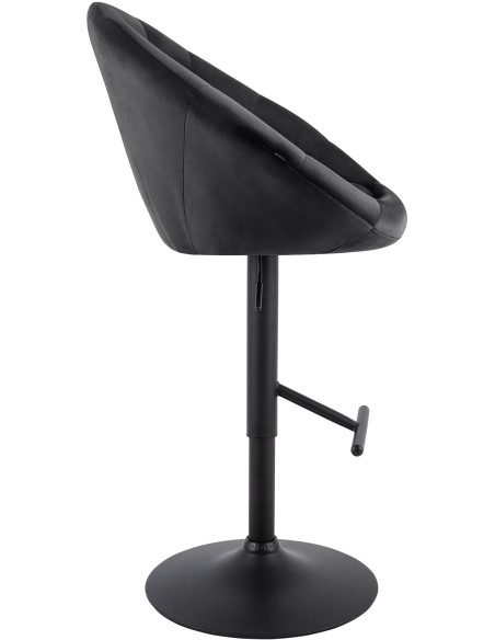 Tabouret de bar réglable velours noir pied noir Marceau