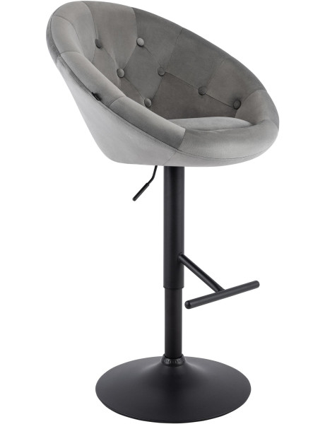 Tabouret de bar réglable velours gris pied noir Marceau
