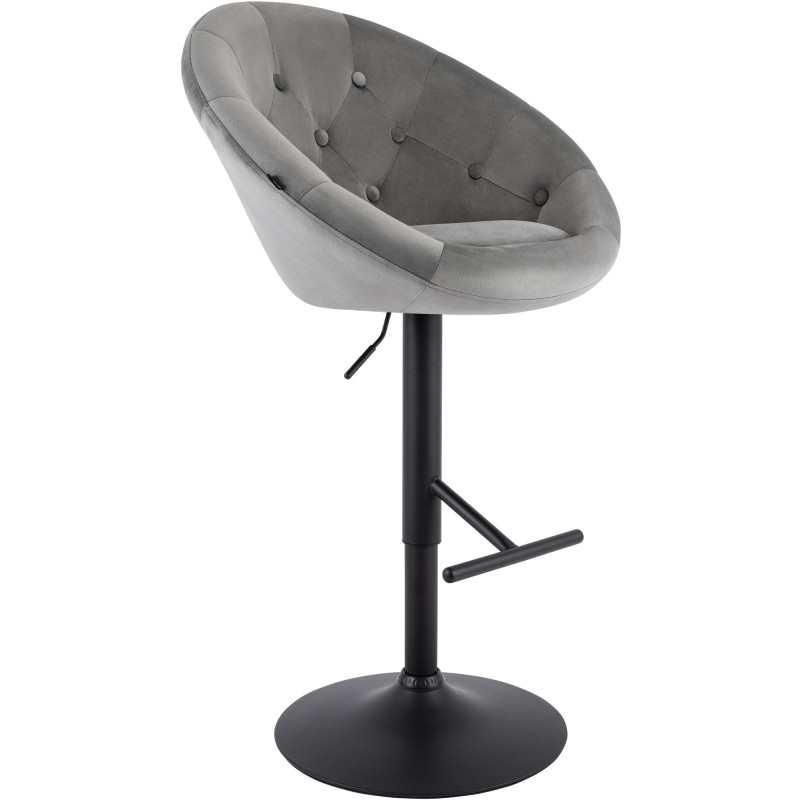 Tabouret de bar réglable velours gris...