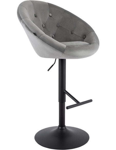 Tabouret de bar réglable velours gris pied noir Marceau