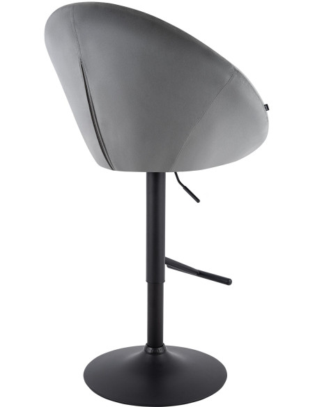 Tabouret de bar réglable velours gris pied noir Marceau