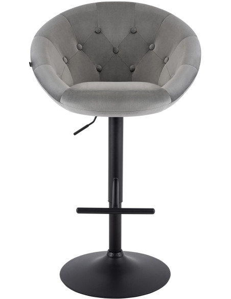 Tabouret de bar réglable velours gris pied noir Marceau