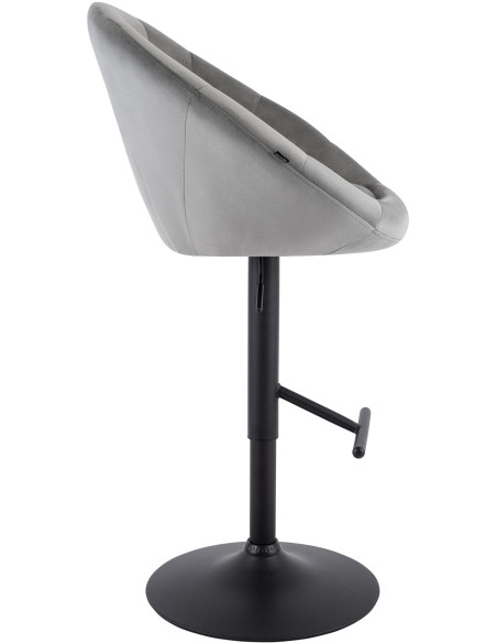Tabouret de bar réglable velours gris pied noir Marceau