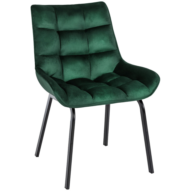 Chaise de salle à manger velours vert...