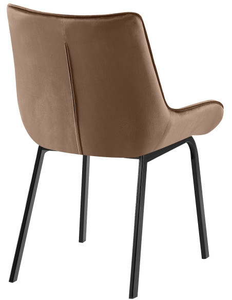 Chaise de salle à manger velours marron Élia