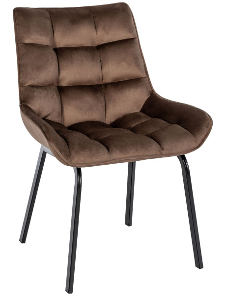 Chaise de salle à manger velours marron Élia