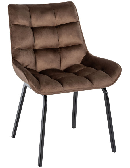 Chaise de salle à manger velours marron Élia