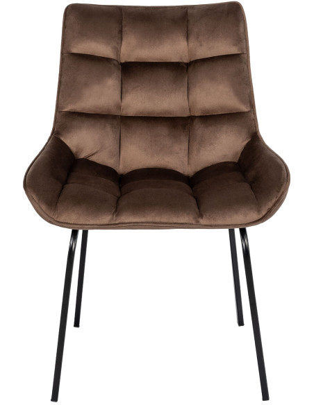 Chaise de salle à manger velours marron Élia