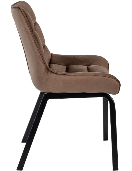 Chaise de salle à manger velours marron Élia