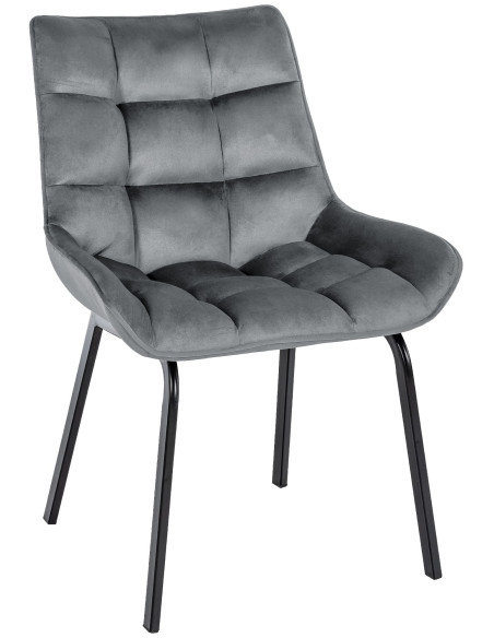 Chaise de salle à manger velours gris foncé Élia