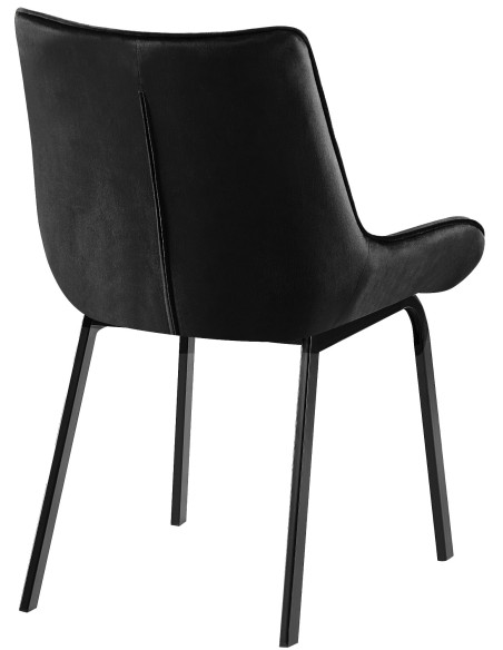 Chaise de salle à manger velours noir Élia