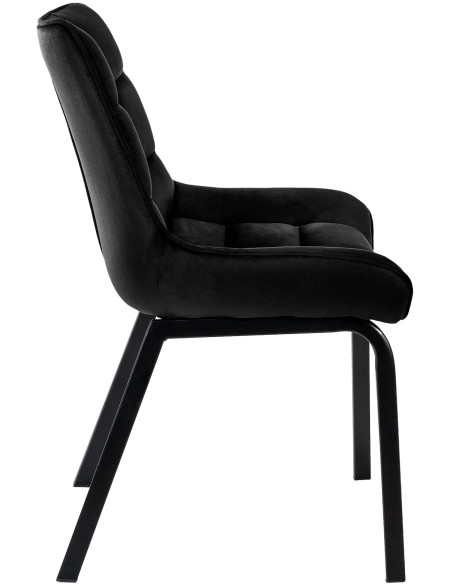 Chaise de salle à manger velours noir Élia