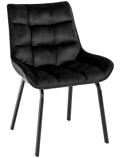 Chaise de salle à manger velours noir Élia