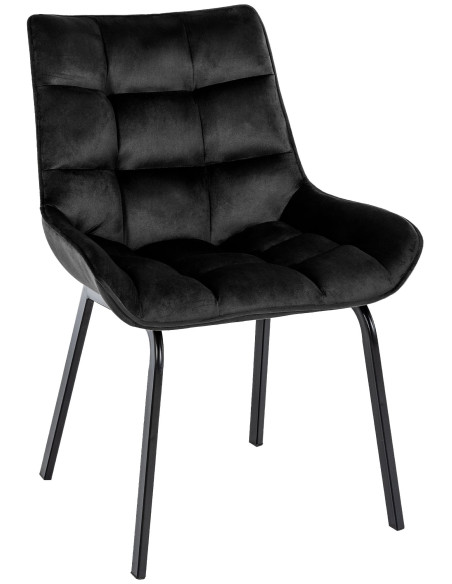 Chaise de salle à manger velours noir Élia