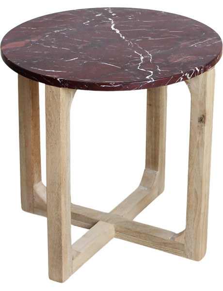 Table d’appoint ronde marbre bordeaux 50x50x50 cm Cherry
