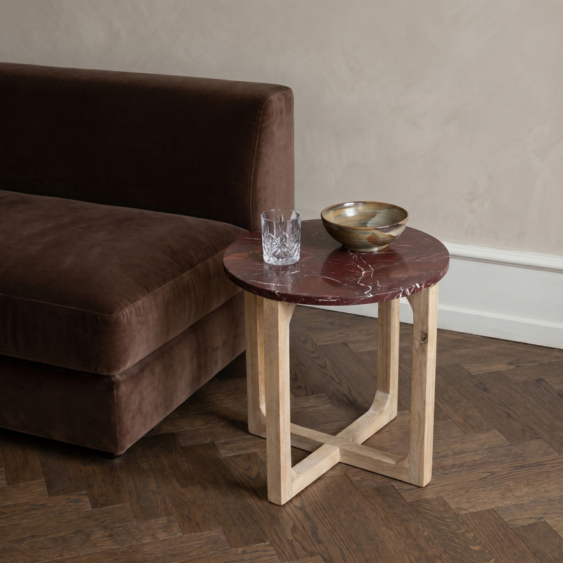 Table d’appoint ronde marbre bordeaux...