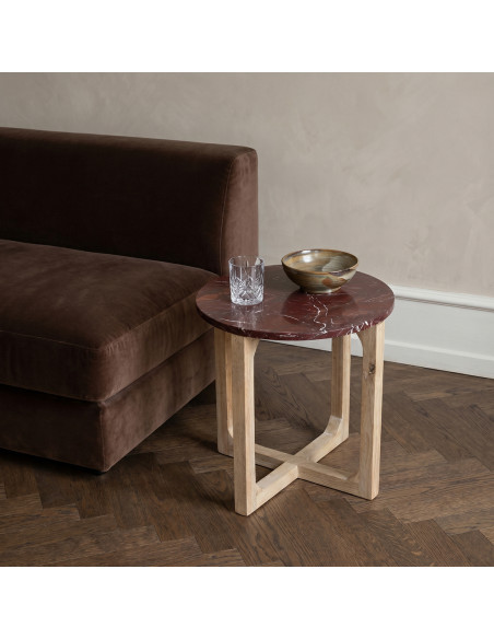 Table d’appoint ronde marbre bordeaux 50x50x50 cm Cherry