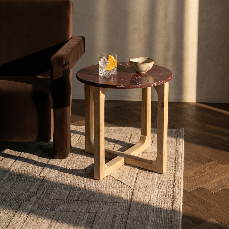Table d’appoint ronde marbre bordeaux...
