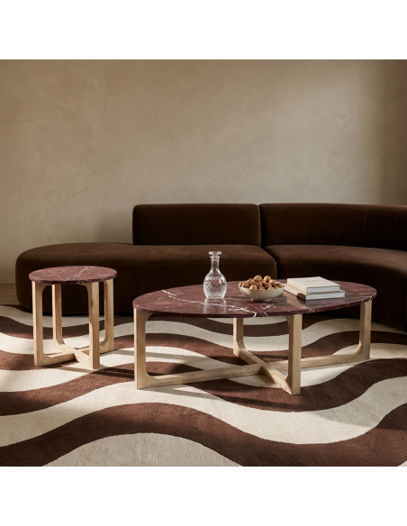 Table d’appoint ronde marbre bordeaux 50x50x50 cm Cherry