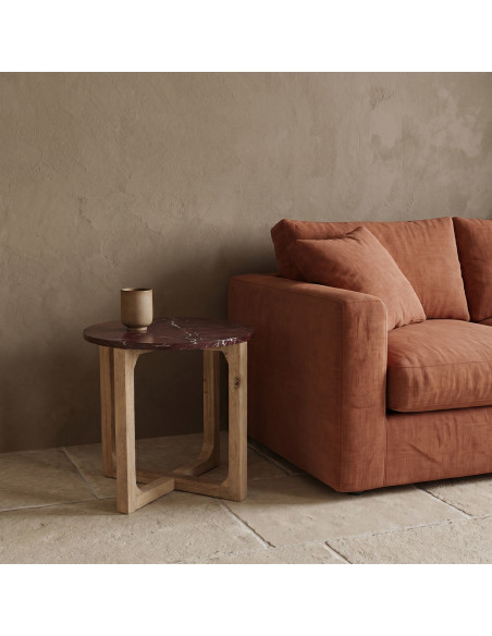 Table d’appoint ronde marbre bordeaux 50x50x50 cm Cherry