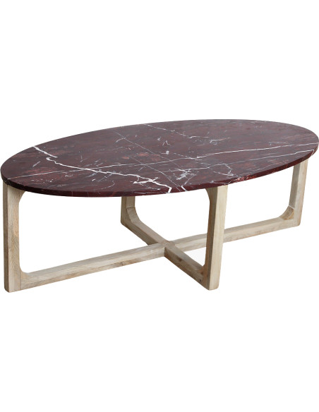 Table basse ovale marbre bordeaux 120 cm Cherry