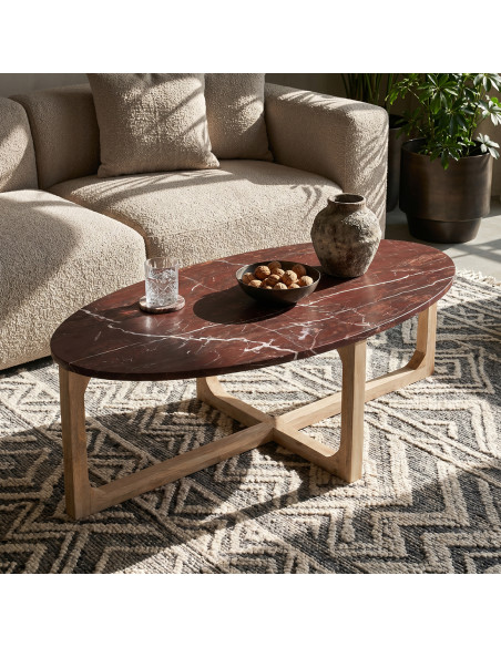 Table basse ovale marbre bordeaux 120 cm Cherry