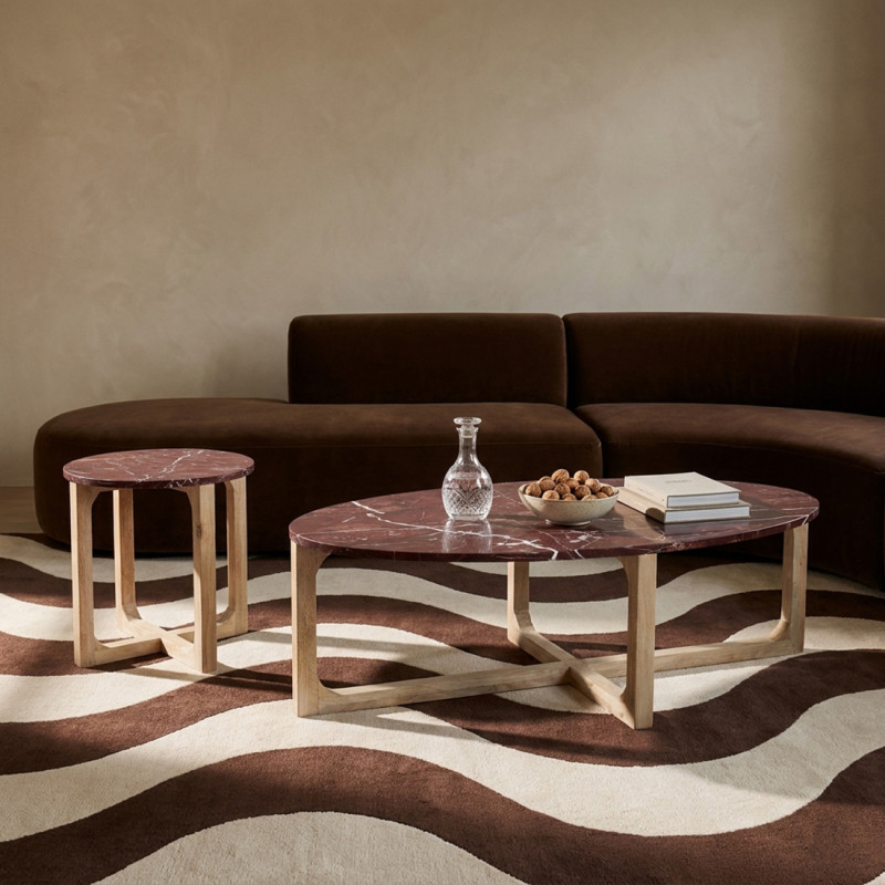 Table basse ovale marbre bordeaux 120...